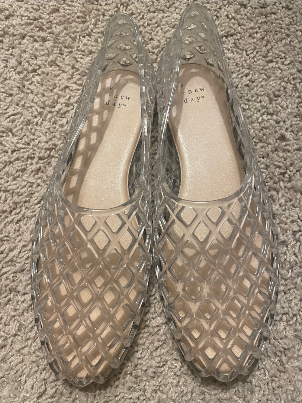 a new day Clear Lattice Jelly Flats with Nude Insole